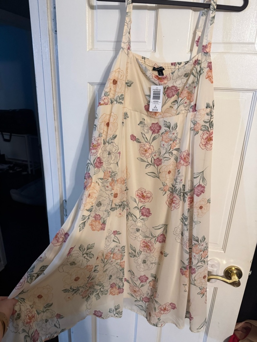 Floral Cream Spaghetti-Strap Sundress